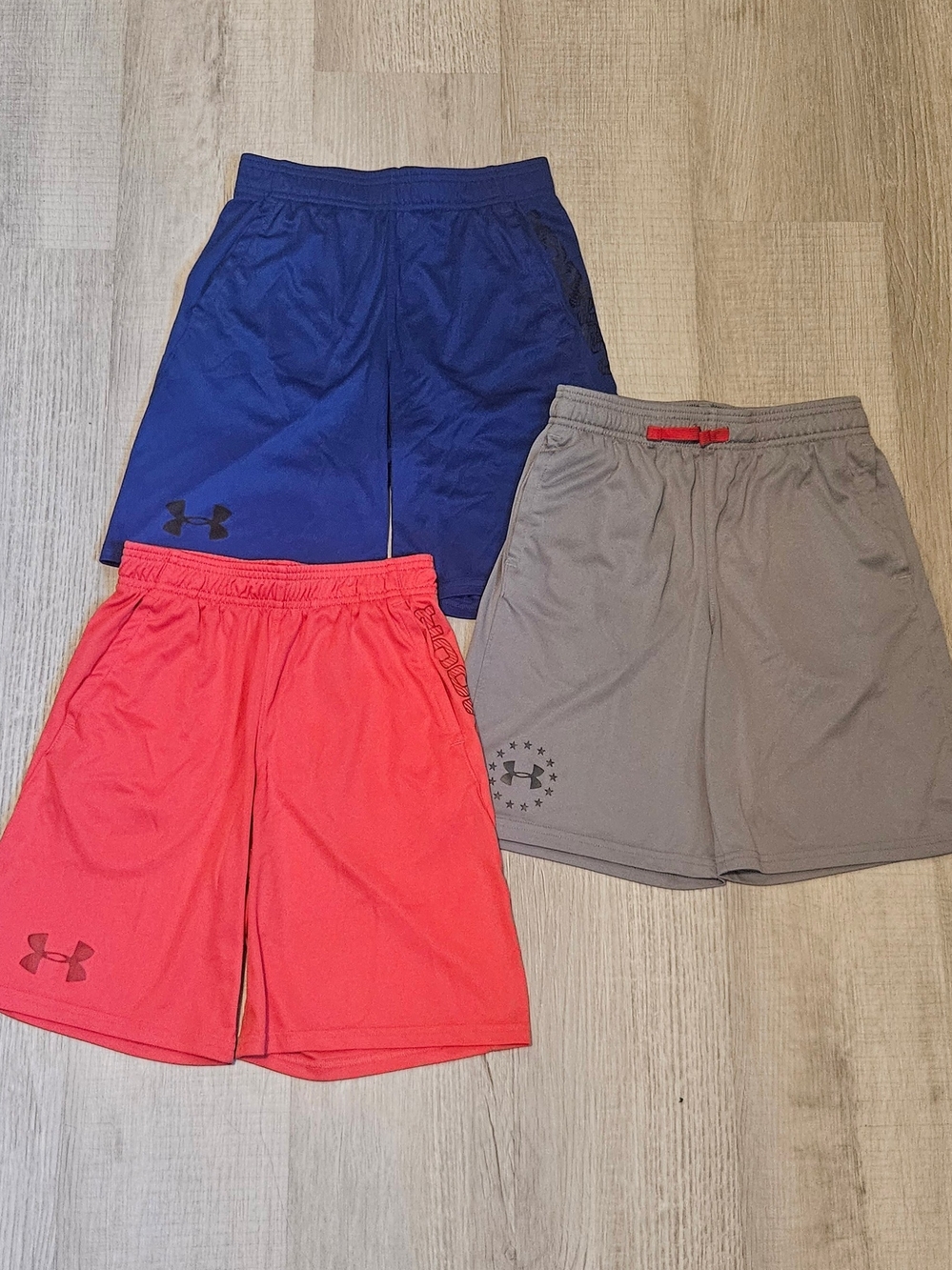 Under Armour Kids' Athletic Shorts Pack - Blue, Red, Gray